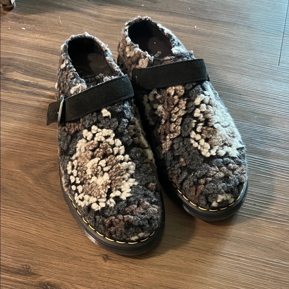 Dr.Martens grey/brown Isham wool suede Mules